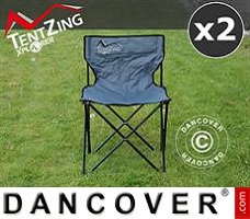 Campingstol, sammenleggbar, TentZing®, Grå, 2 stk.
